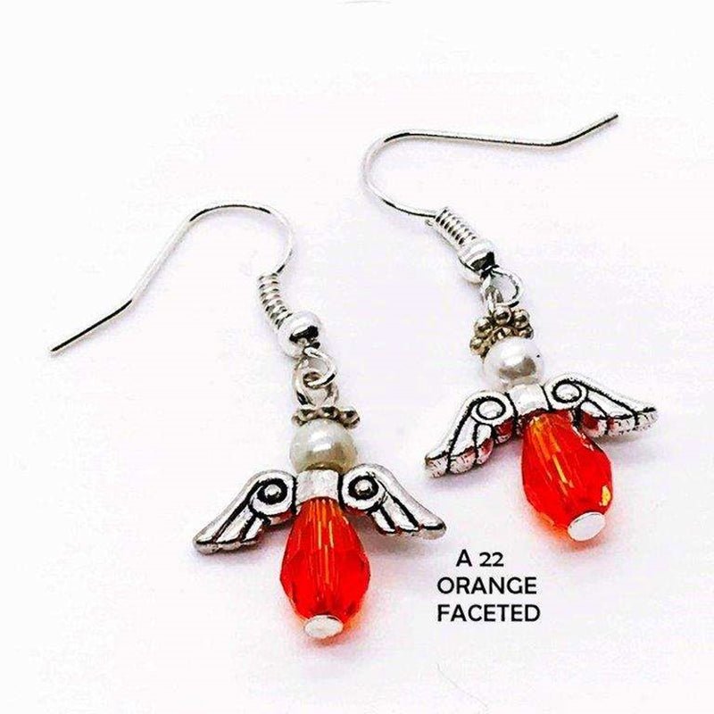 Orange Faceted Glass Angel Earrings