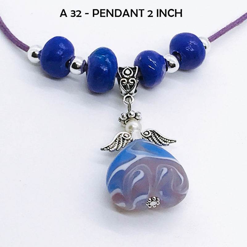 Navy Blue and Purple Guardian Angel Necklace