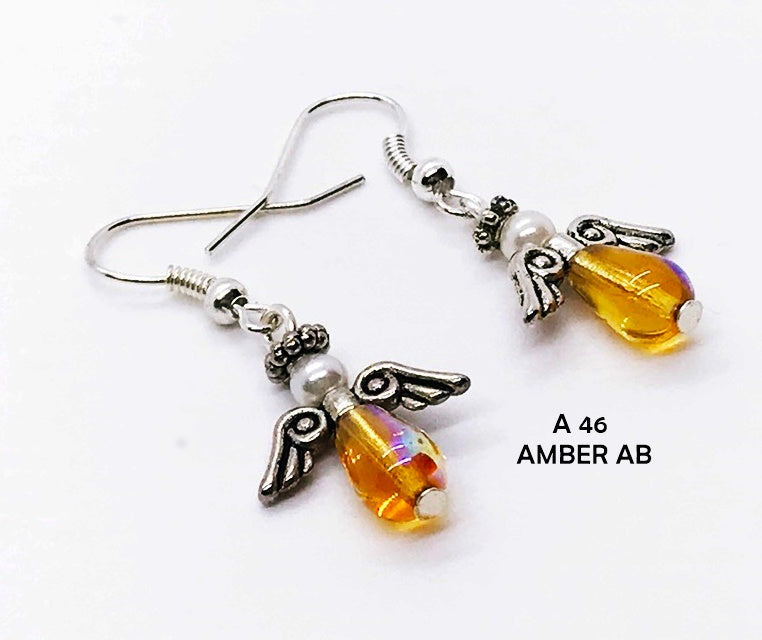 Amber AB Glass Angel Earrings