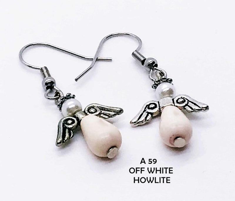 Off-White Howlite Angel Earrings