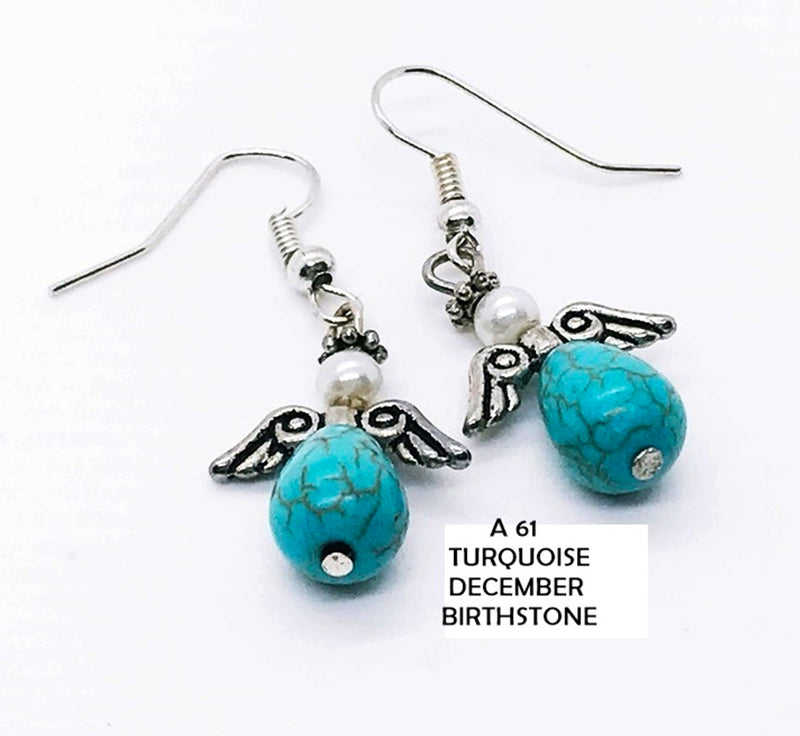 Turquoise - December Birthstone Angel Earrings