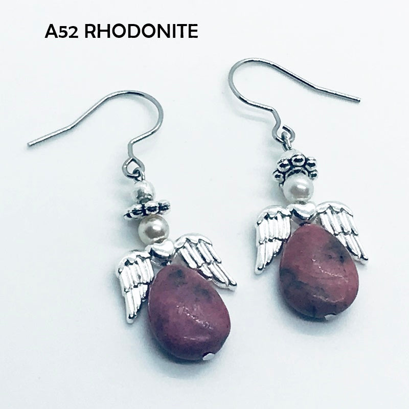 Rhodonite "Stone of of Love" - Earrings with Hypo-Allergenic Ear Wires