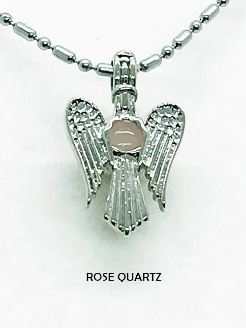 Rose Quartz - Stone of Unconditional Love - Angel Necklace