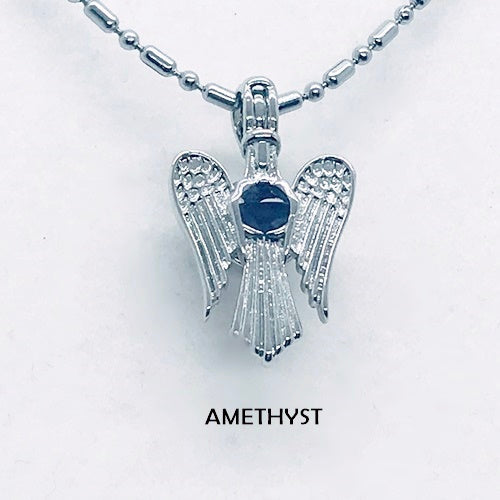 Amethyst - Stone of Spiritual Protection - Angel Necklace - February Birthstone