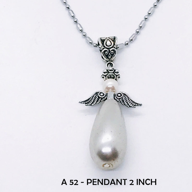 Classic White Pearl Guardian Angel Necklace