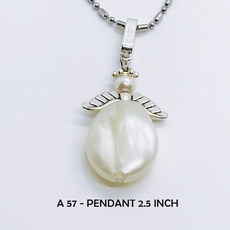 White Pearl Guardian Angel Necklace