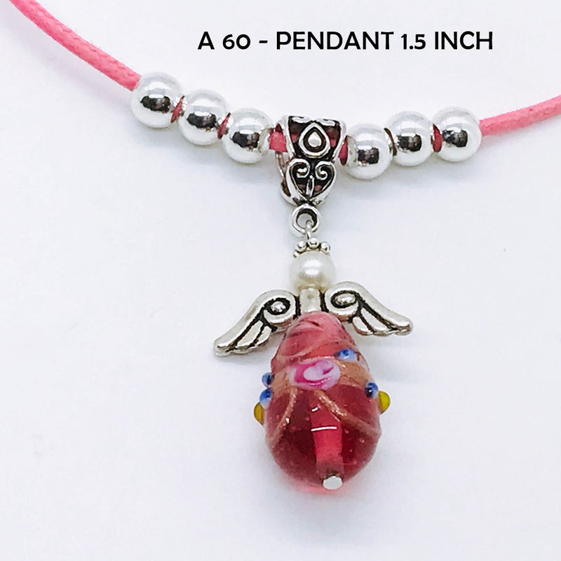 Adorable Ballet Slipper Pink Guardian Angel Necklace