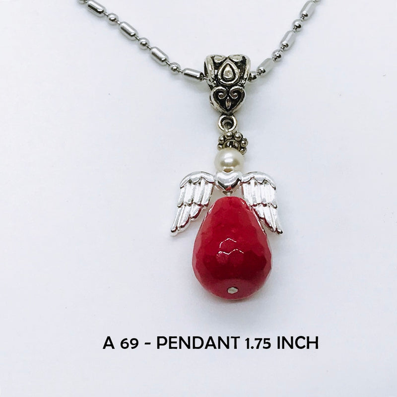 Candy Apple Red Guardian Angel Necklace