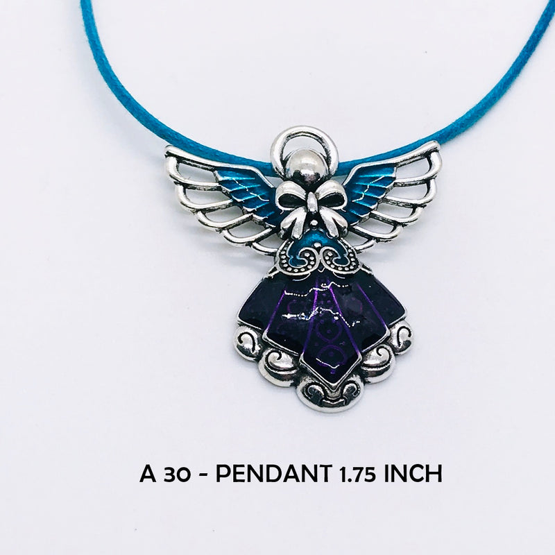 Gorgeous Turquoise and Purple Guardian Angel Necklace