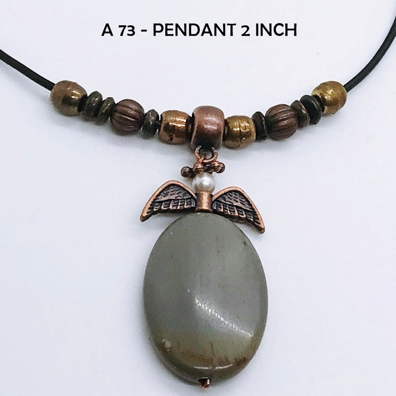 Moss Green and Copper Guardian Angel Necklace