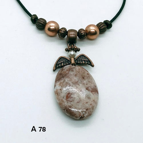 Stone & Copper Angel Necklace