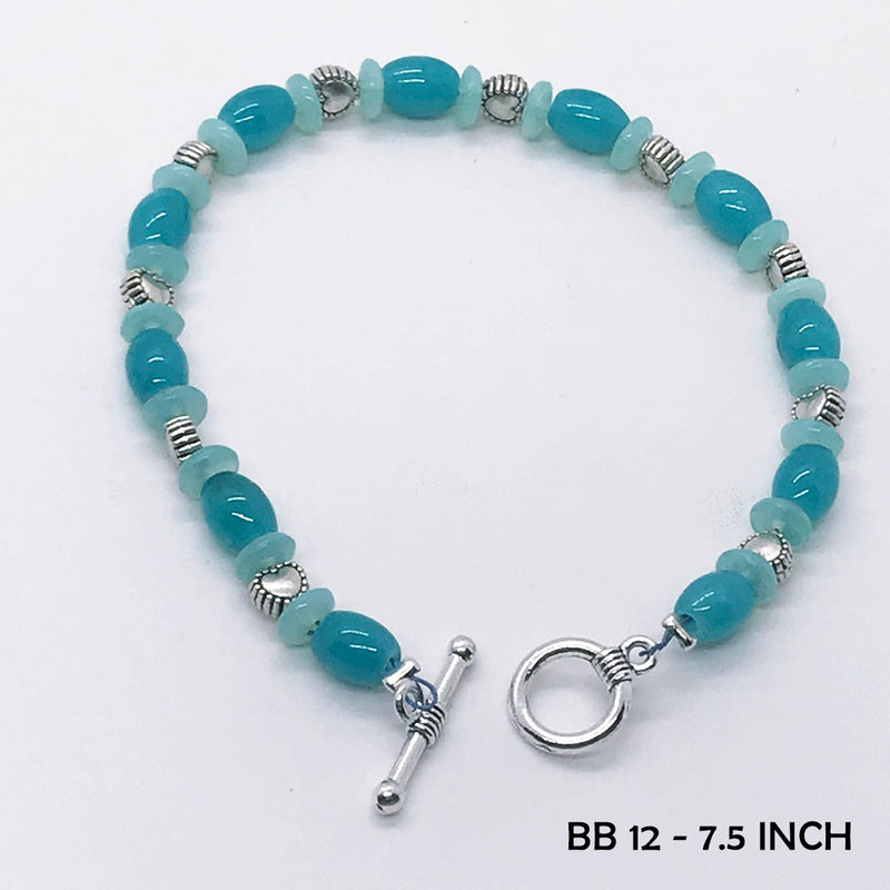 Unique Turquoise Blue Heart Bracelet - 7.5 inch