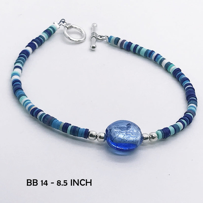 8.5 Inch Ocean Colored Polymer Clay Bracelet