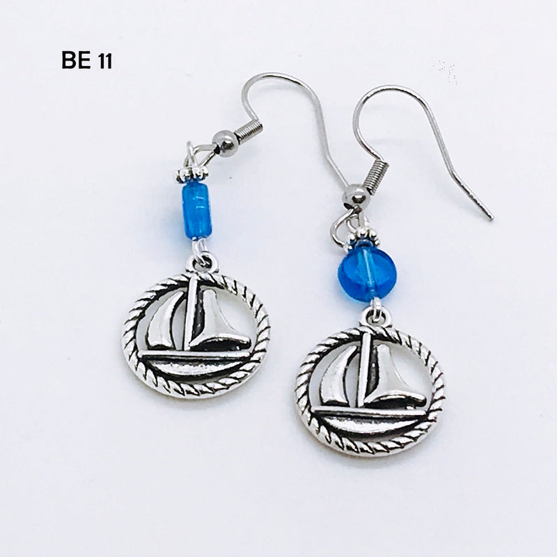 Sapphire Blue Sailboat Earrings