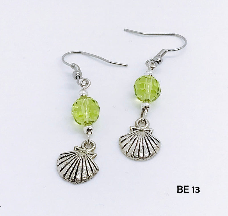 Lime Green Scallop Shell Earrings