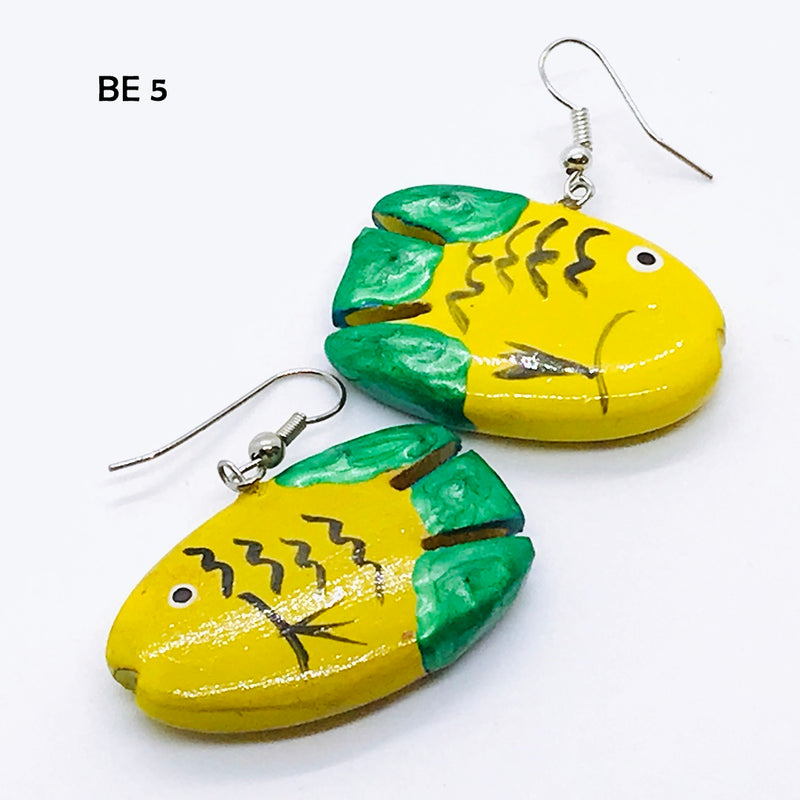 Lemon Yellow and Kelly Green Fish Earrings