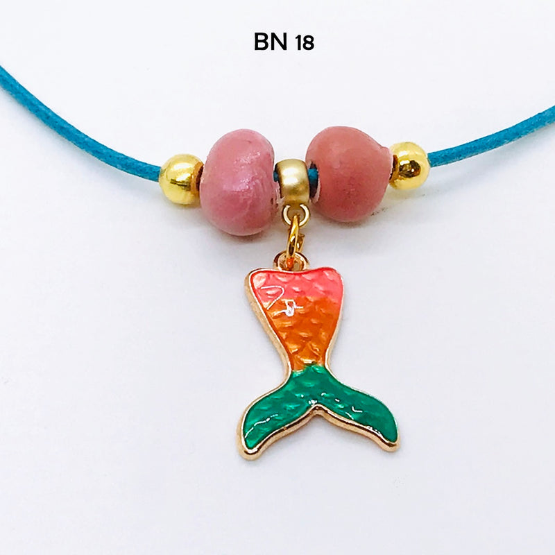 Coral and Green Mermaid Tail Necklace