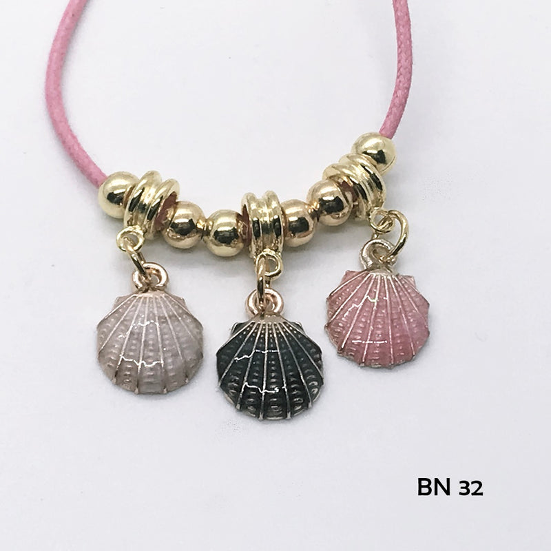 Grey, Black and Pink Scallop Shell Necklace