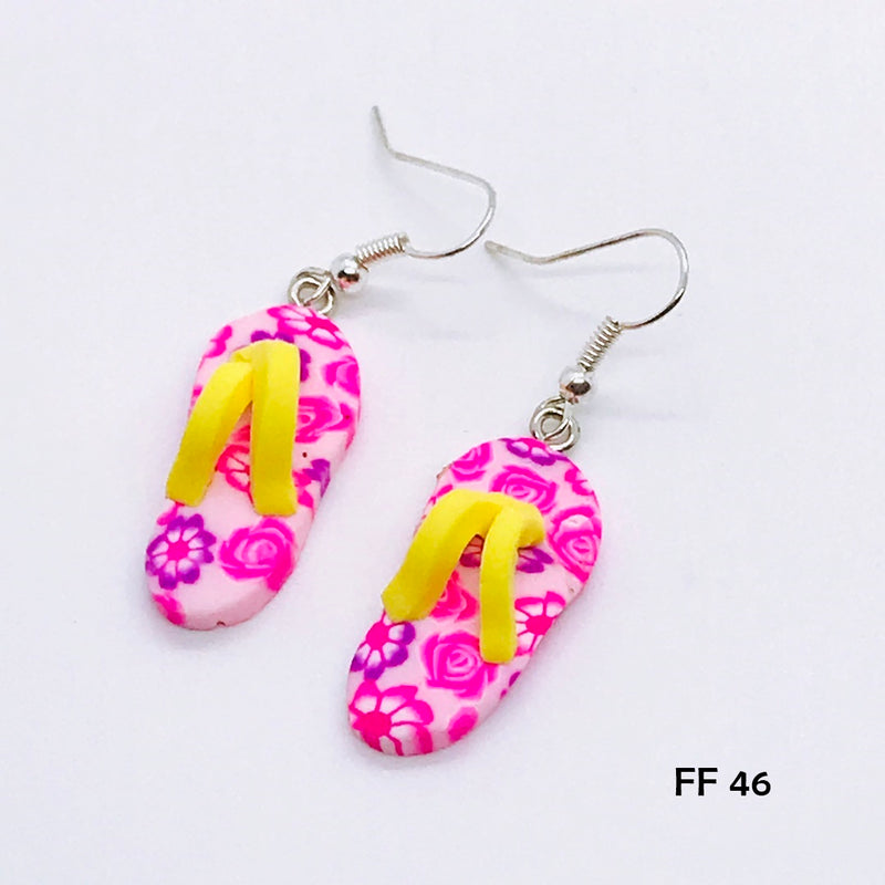 Cheerful Polymer Clay Flip Flop Earrings with Hypo-Allergenic Ear Wires