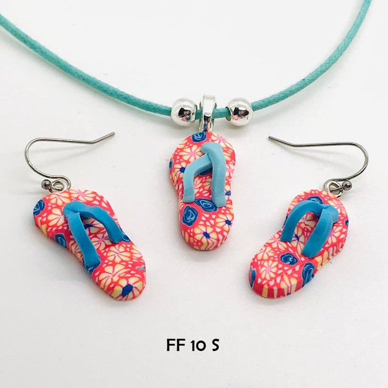 Day at the Beach Flip Flop Necklace and Earring Set