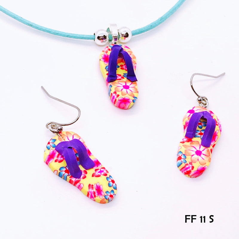 Cute Flip Flop Necklace & Earring Set