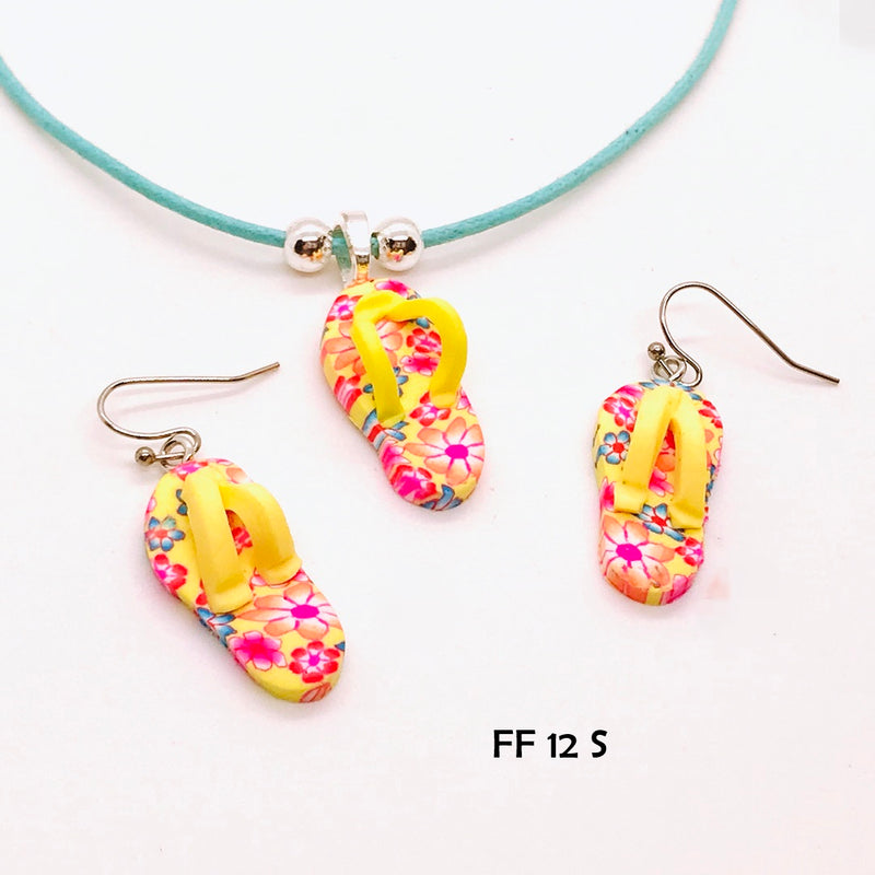 Summer Sunshine Flip Flop Necklace and Earring Set