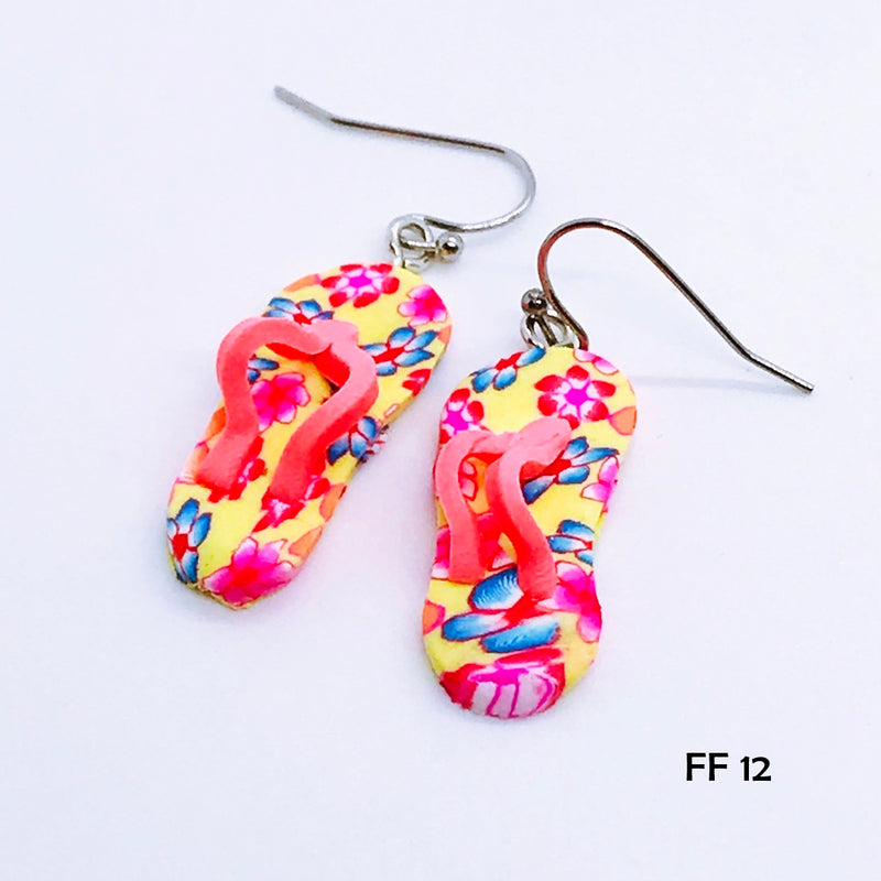 Polymer Clay Flip Flop Earrings with Hypo-Allergenic Ear Wires