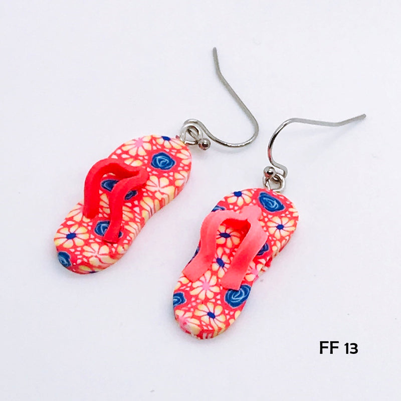 Polymer Clay Flip Flop Earrings with Hypo-Allergenic Ear Wires