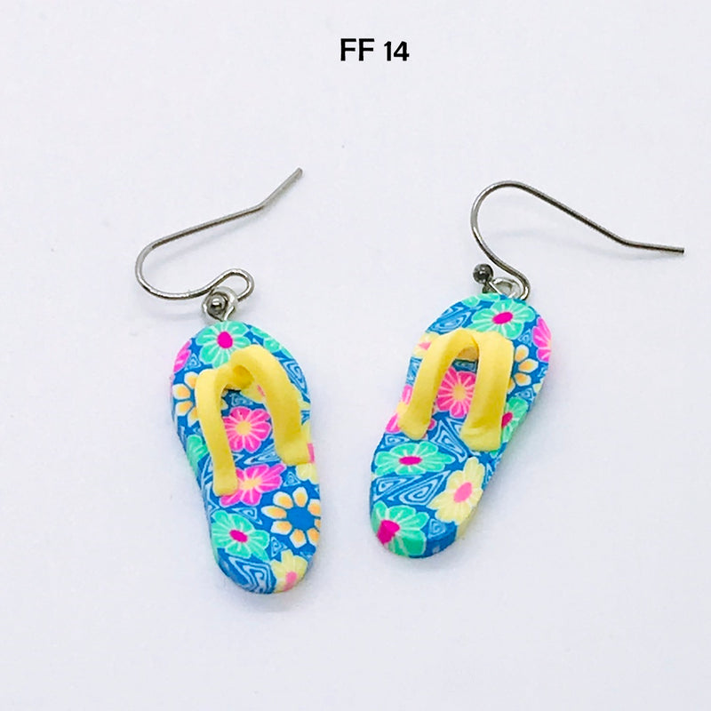 Sunny Daze Polymer Clay Flip Flop Earrings with Hypo-Allergenic Ear Wires