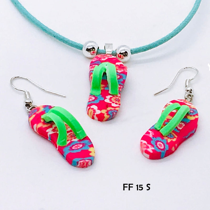 Bold & Colorful Flip Flop Necklace and Earring Set