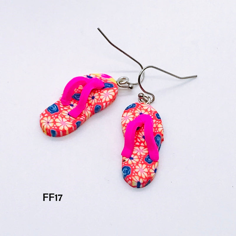 Polymer Clay Flip Flop Earrings with Hypo-Allergenic Ear Wires