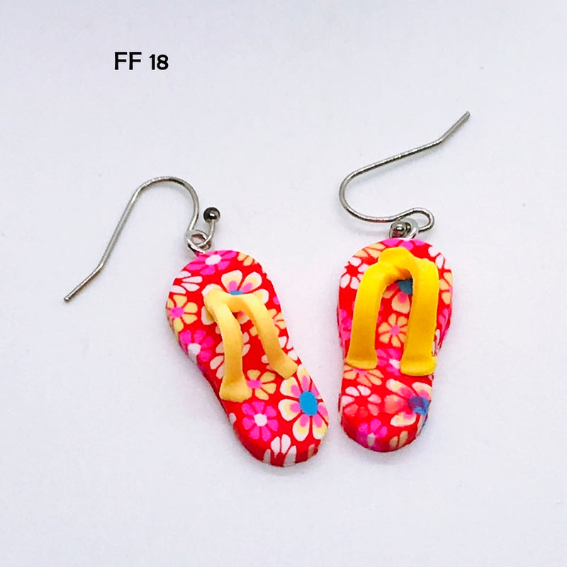 Polymer Clay Flip Flop Earrings with Hypo-Allergenic Ear Wires