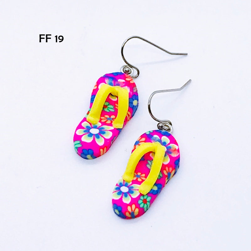 Polymer Clay Flip Flop Earrings with Hypo-Allergenic Ear Wires