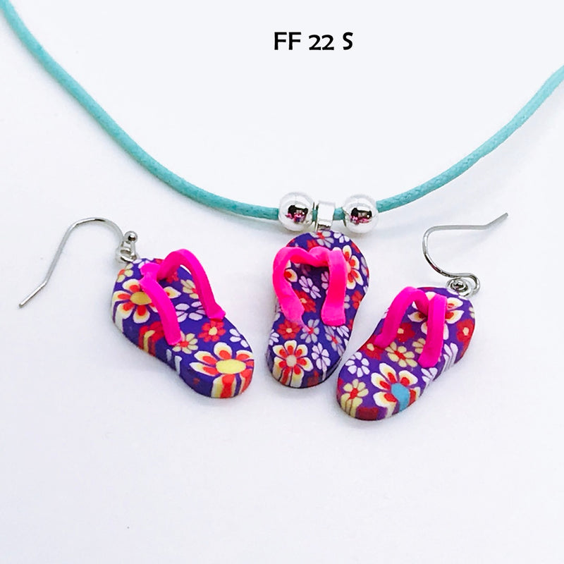 Flowerful Flip Flop Necklace and Earring Set