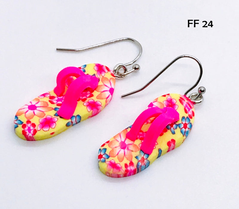 Polymer Clay Flip Flop Earrings with Hypo-Allergenic Ear Wires