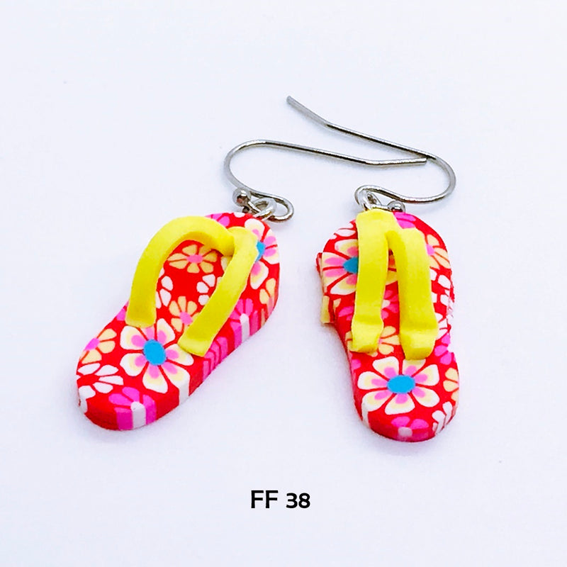 Polymer Clay Flip Flop Earrings with Hypo-Allergenic Ear Wires