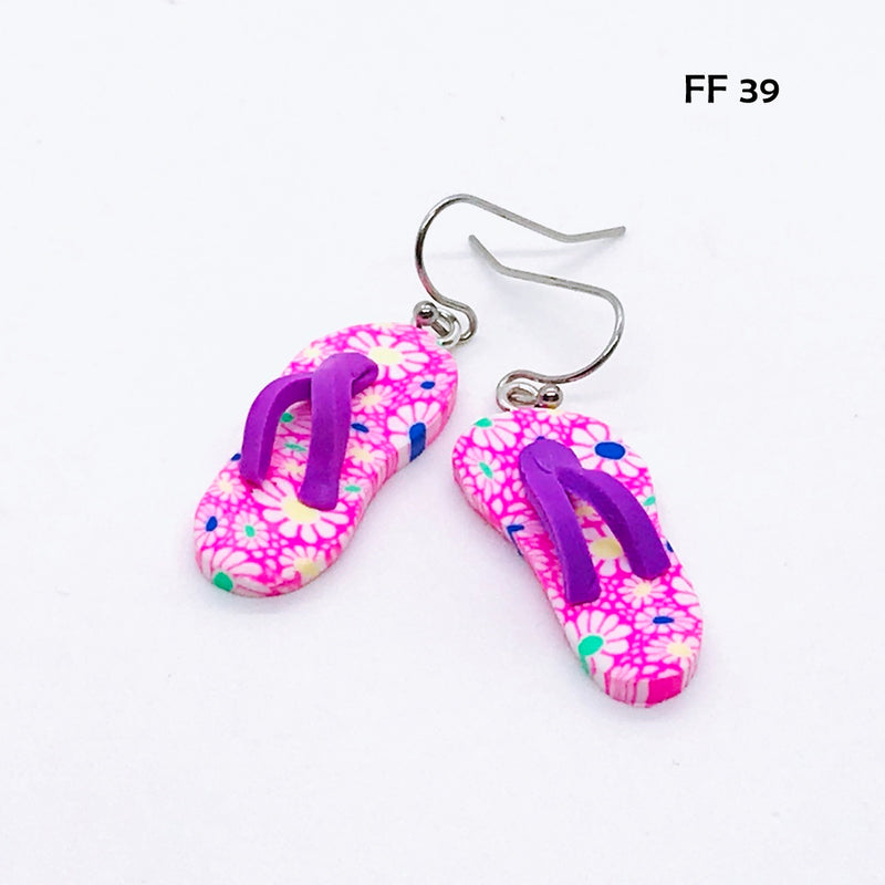 Polymer Clay Flip Flop Earrings with Hypo-Allergenic Ear Wires