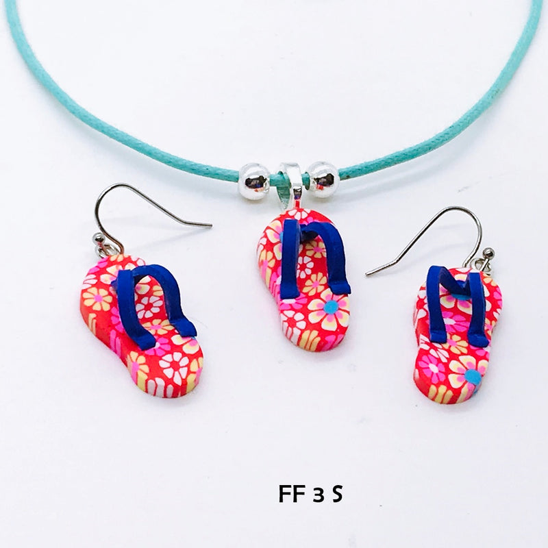 Happy Flip Flop Necklace and Earring Set