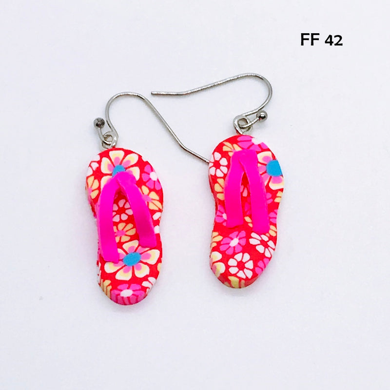 Polymer Clay Flip Flop Earrings with Hypo-Allergenic Ear Wires