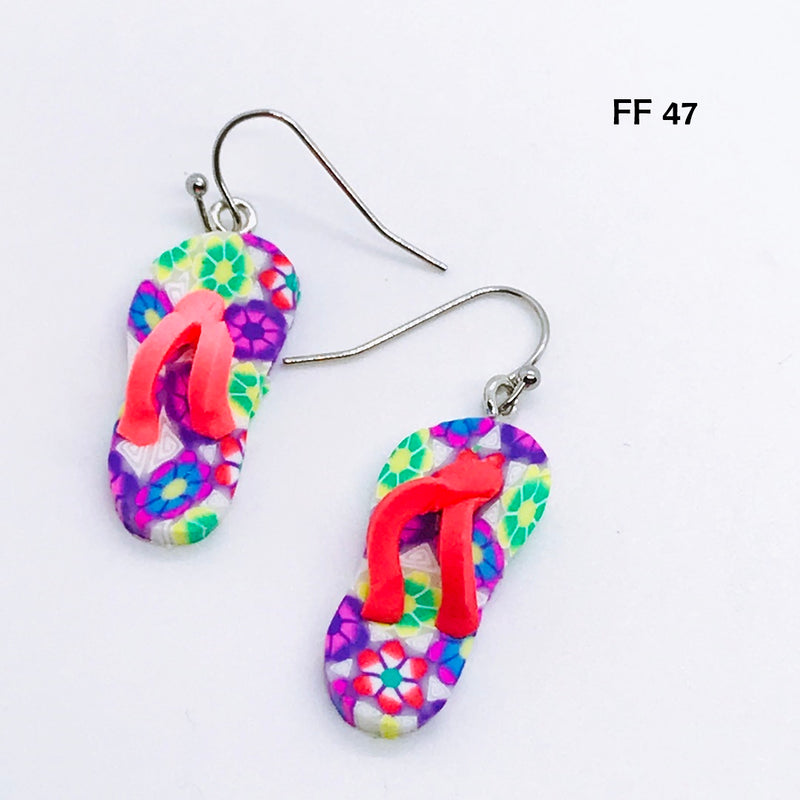 Polymer Clay Flip Flop Earrings with Hypo-Allergenic Ear Wires