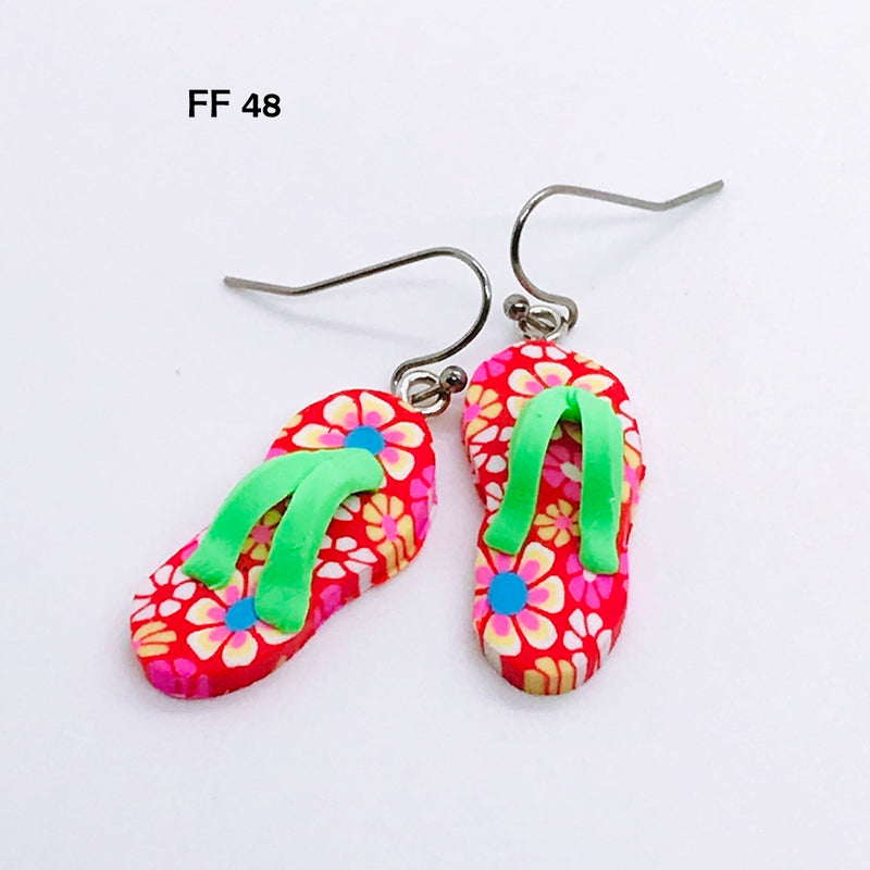 Polymer Clay Flip Flop Earrings with Hypo-Allergenic Ear Wires