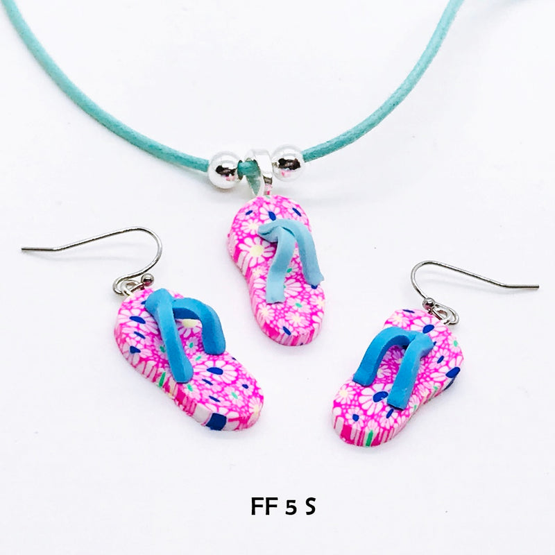 Adorable Flip Flop Necklace and Earring Set