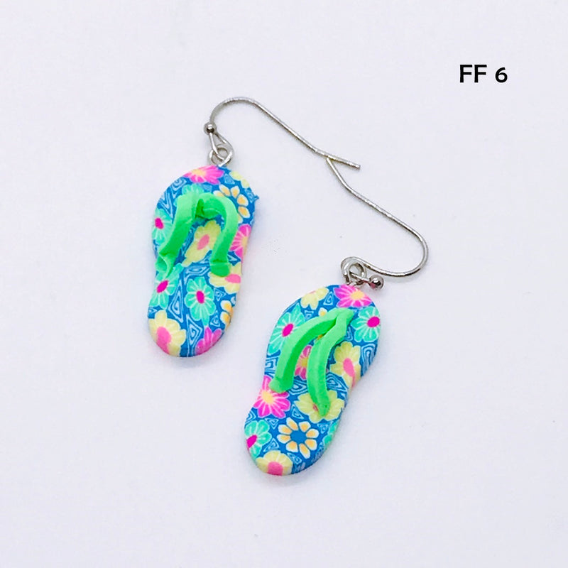 Polymer Clay Flip Flop Earrings with Hypo-Allergenic Ear Wires