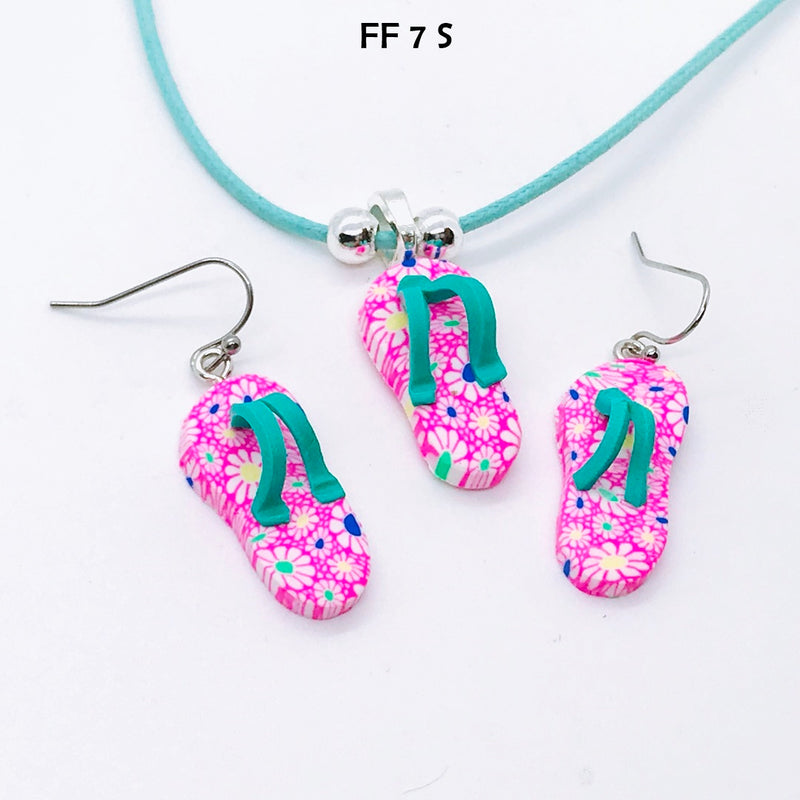 Eye-Catching Flip Flop Necklace and Earring Set