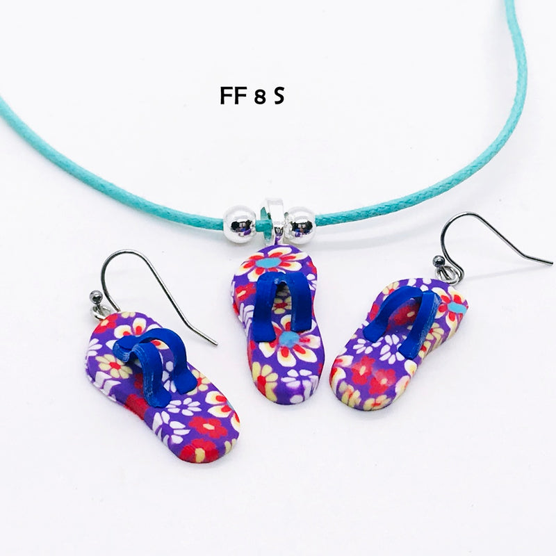 Cute Flip Flop Necklace and Earring Set