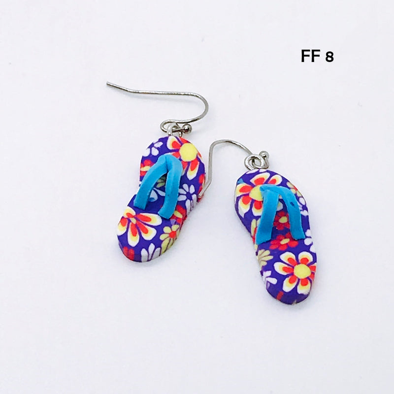 Polymer Clay Flip Flop Earrings with Hypo-Allergenic Ear Wires