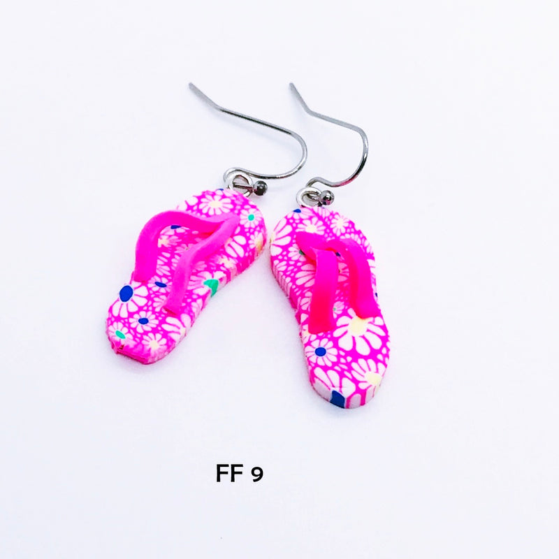 Polymer Clay Flip Flop Earrings with Hypo-Allergenic Ear Wires