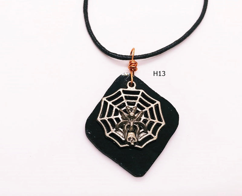 Handcrafted Stained Glass Spider Web Necklace