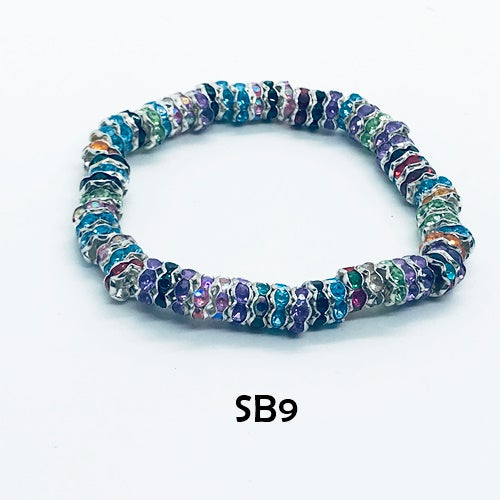 Multi-Colored Wavy Crystal Stretch Bracelet