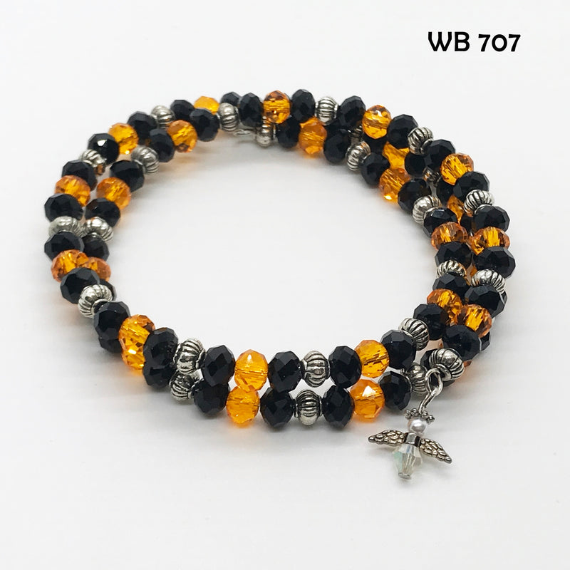 Crystal Halloween Angel Memory Wire Bracelet